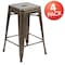 Flash Furniture Gray 24" High Metal Stool, PK4 4-ET-31320-24-GN-R-GG - alternate 2